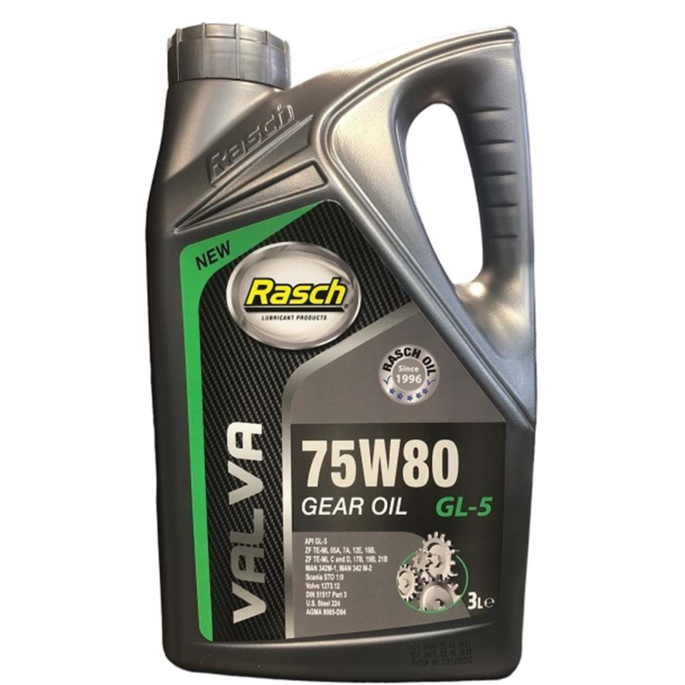 Rasch Valva Gear Oil 75W/80 GL-5 Synt (3LT) Şanzıman Yağı | Mağazalarımızda Stoklarda!