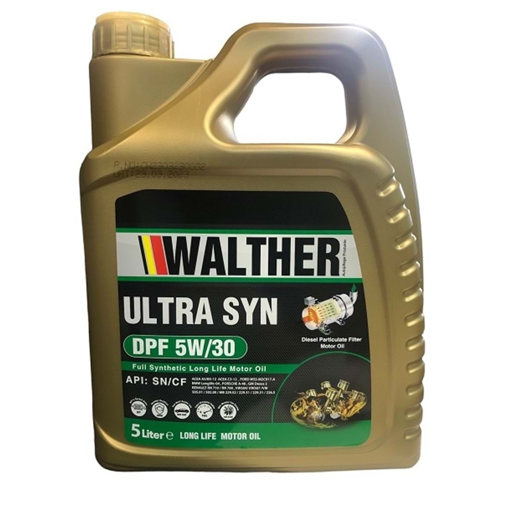 Walther Ultra SYN DPF 5W/30 SN/CF (5LT) Motor Yağı | Mağazalarımızda Stoklarda!