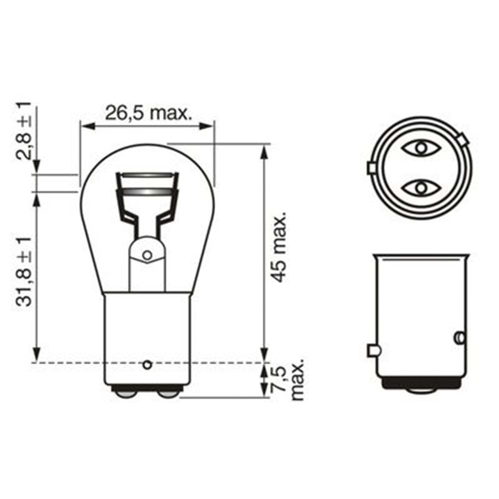 Çift Duy 12V 5W/21W Yakın Tırnak Ampul