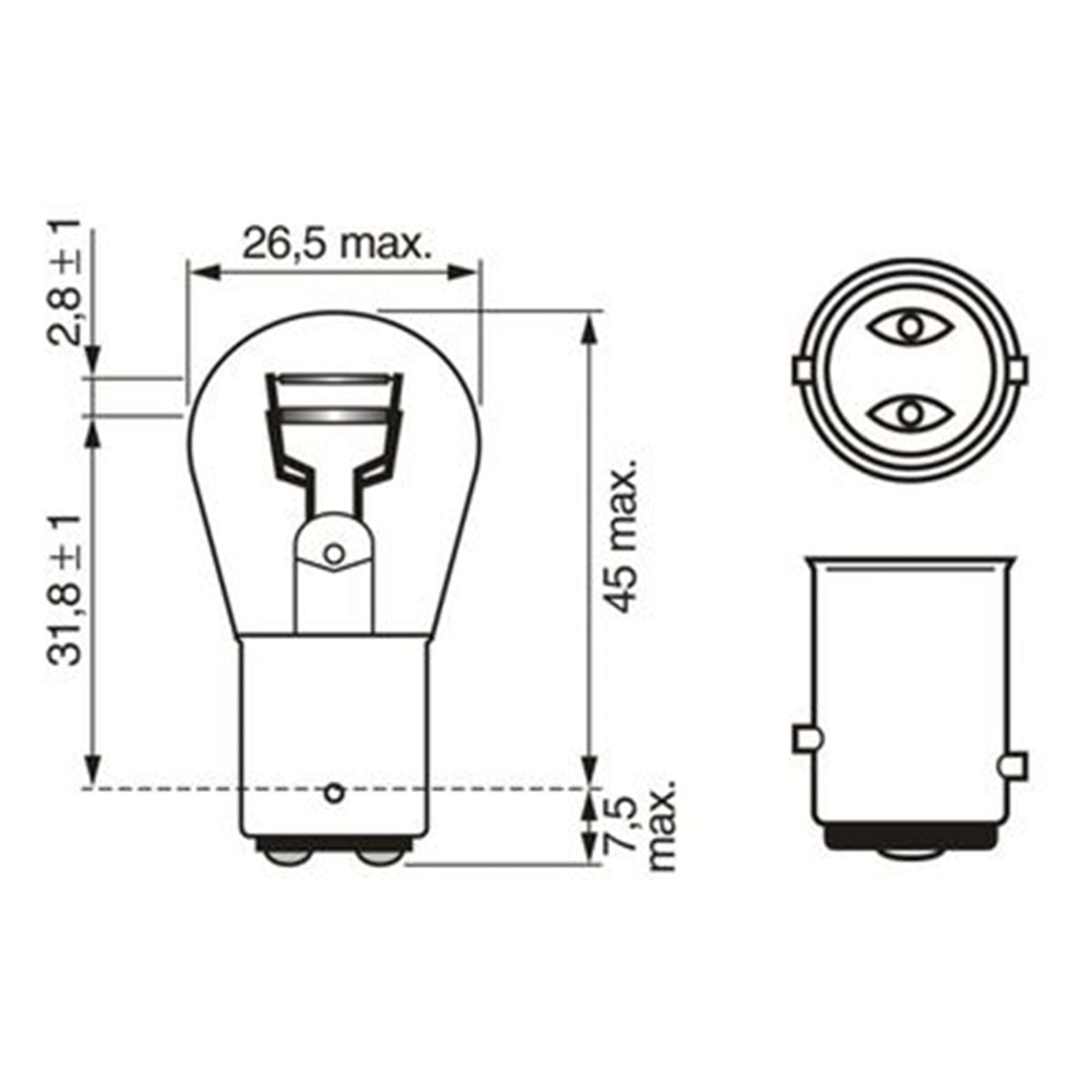 Çift Duy 12V 5W/21W Şaşı Bacak Ampul