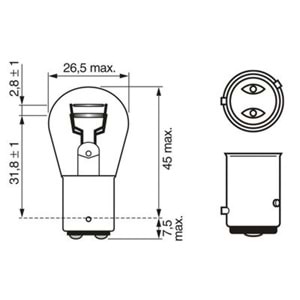 Çift Duy 12V 5W/21W Yakın Tırnak Ampul
